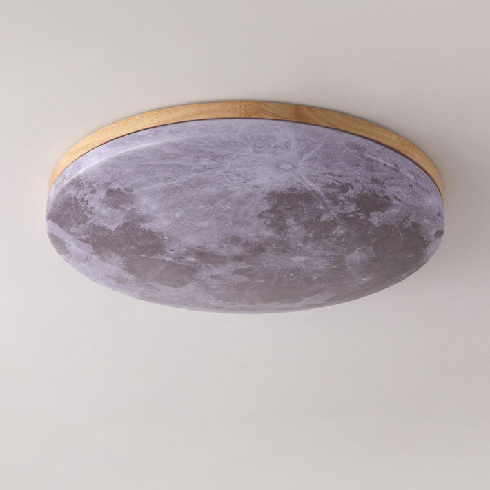 LED Flush Mount Ceiling Light for Bedroom | PVC Wood Grain Nordic Design | Lologe