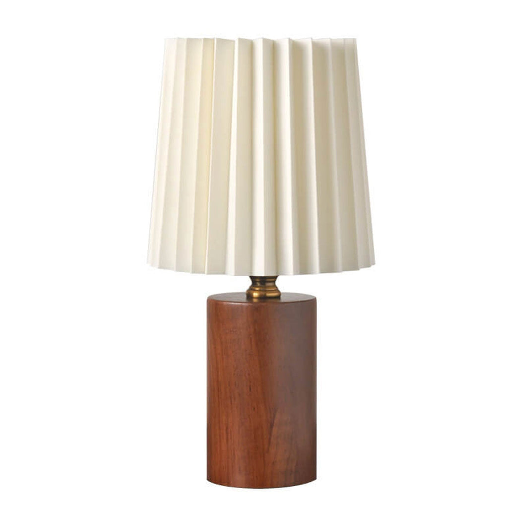 Table Lamp for Bedroom & Living Room | Pleated Shade Solid Wood Base Modern Lighting | Lologe