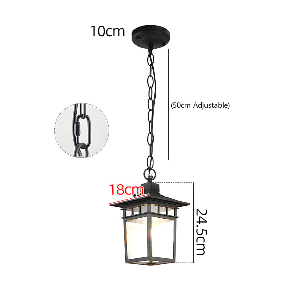 Vintage Black Outdoor Pendant Light | Porch Gazebo | IP65 | Weather Resistant | Hanging Fixture | Lologe