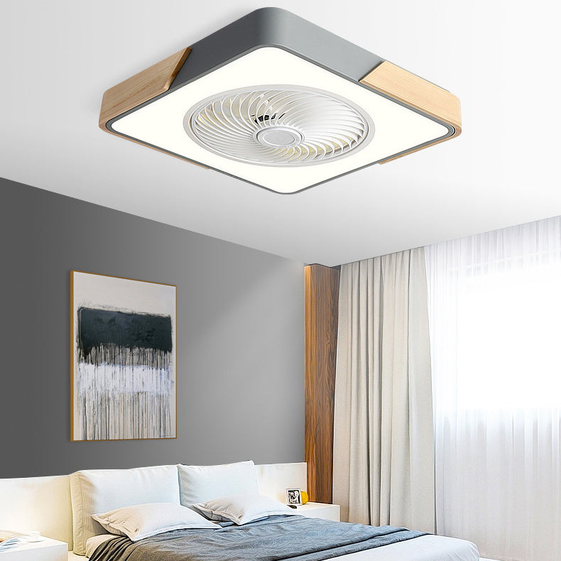 LED Flush Mount Ceiling Fan Light | Wood Nordic Style | Lologe