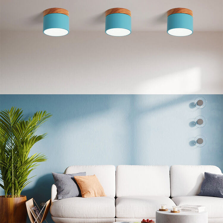 Scandinavian LED Flush Mount Ceiling Light | Solid Wood | 3-Colour | Modern Nordic | Lologe