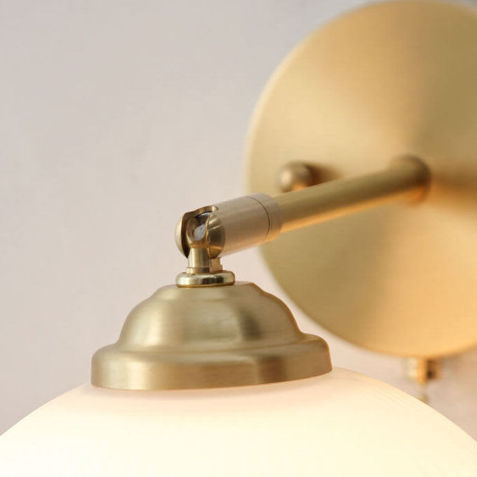 Glass Wall Sconce for Bedroom | Brass Pull Cord Light | Nordic Style | Lologe