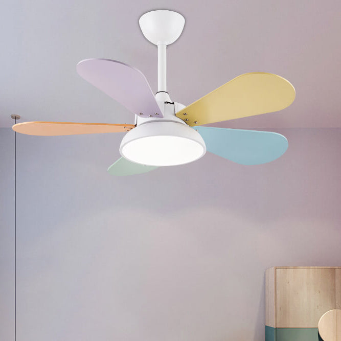 LED Ceiling Fan Light | For Kids Room | Colorful Round Blade | Semi-Flush Mount | Lologe