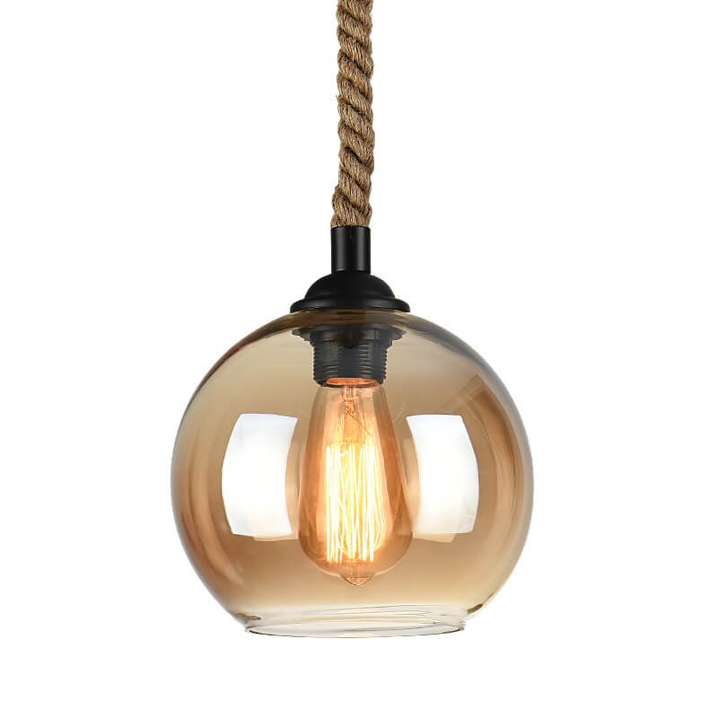 Glass Globe Pendant Light | Rope Hanging Modern Glass Metal | Lologe