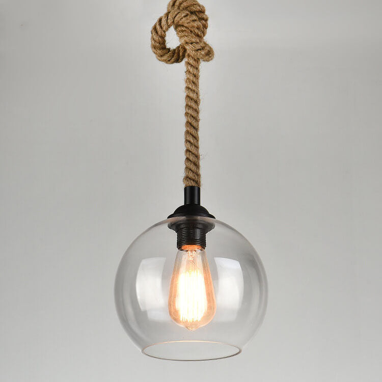 Glass Globe Pendant Light | Rope Hanging Modern Glass Metal | Lologe