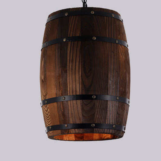 Rustic Barrel Pendant Light | Dining Room Ambience | Wooden Wine Barrel Design | Lologe