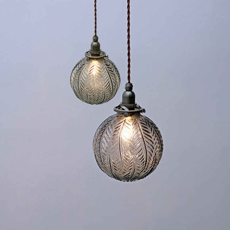 Retro Lotus Texture GlasGlass Globe Pendant Light | Dining Room Textured Lotus Glass Vintage Style | Lologes 1-Light Globe Pendant Light