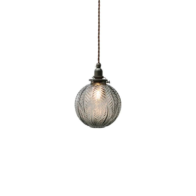 Retro Lotus Texture GlasGlass Globe Pendant Light | Dining Room Textured Lotus Glass Vintage Style | Lologes 1-Light Globe Pendant Light