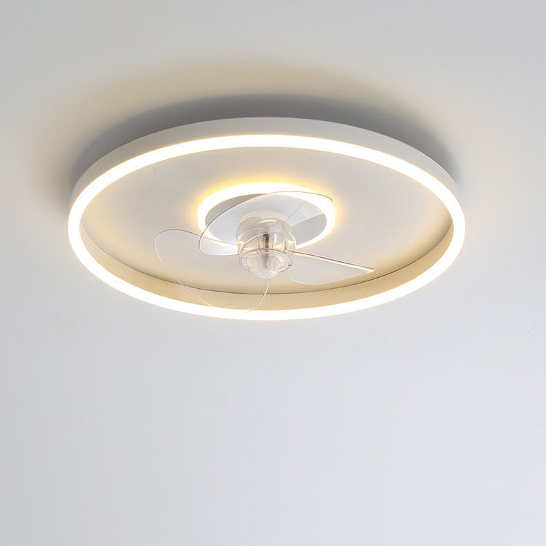 LED Flush Mount Ceiling Fan Light | Modern Minimalist Round | Lologe