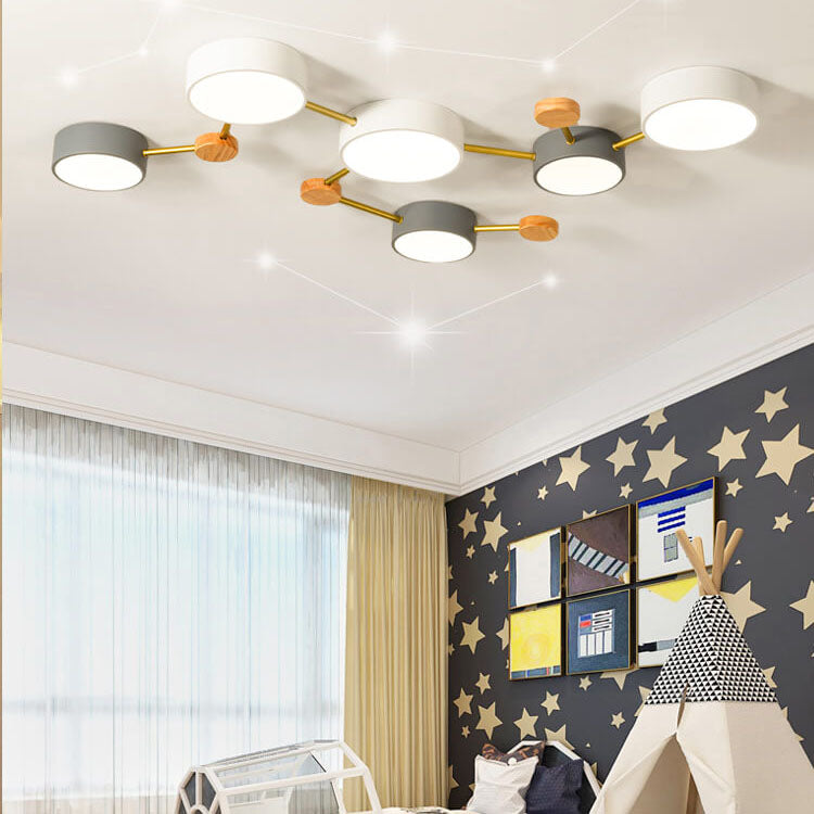 LED Flush Mount Ceiling Light | Bedroom Lighting | Solid Wood & Iron | Scandinavian Modern | Lologe