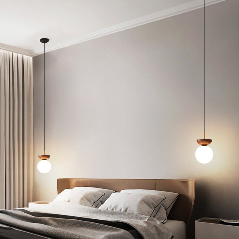 Glass Orb Pendant Light for Living Room | Iron Semi-Flush Mount Modern Minimalist | Lologe