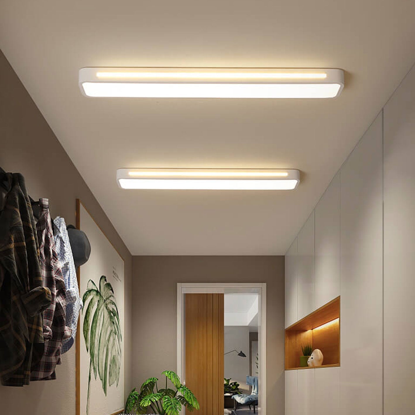 Nordic LED Flush Mount Ceiling Light | Minimalist Long Design | Modern Indoor Lighting | Lologe