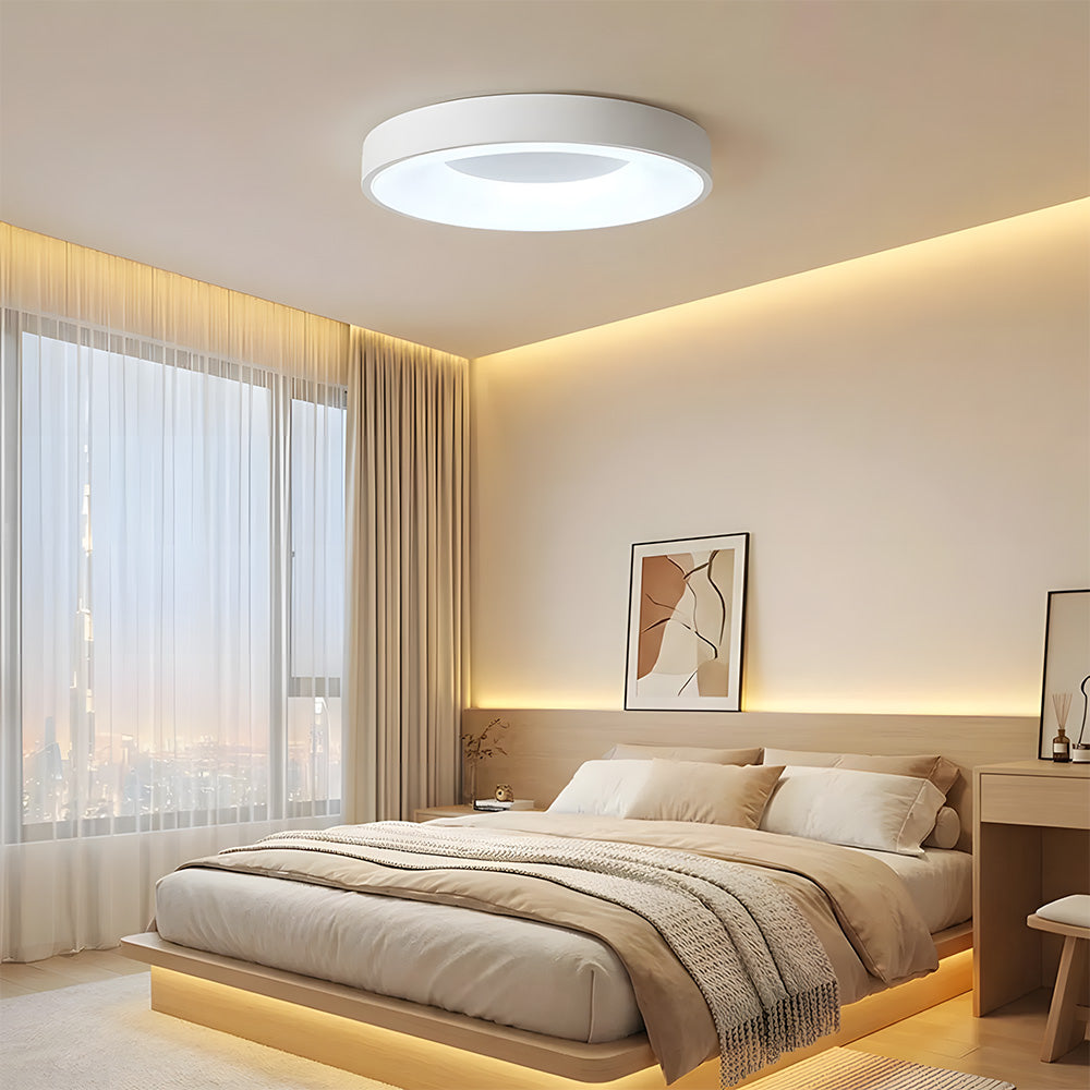 Round Minimalist White Ceiling Light | Living Room Bedroom | LED Flush Mount | Modern Style | Lologe
