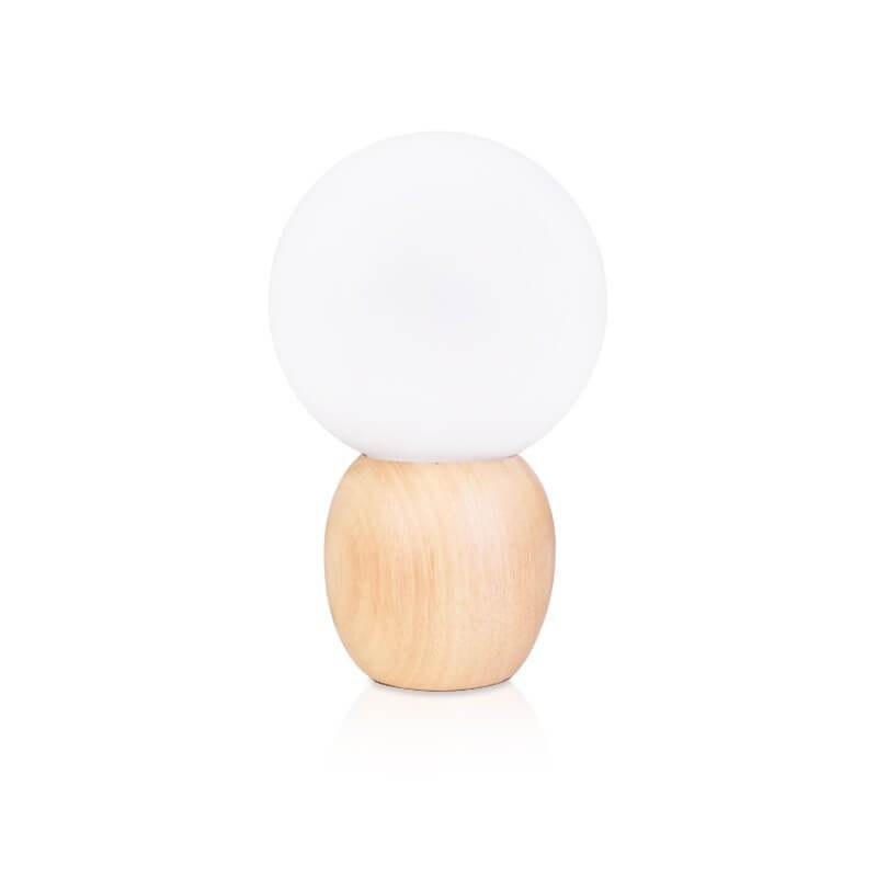 Nordic Wood Table Lamp | Bedroom Living Room | Milk White Glass Orb | 1-Light | Modern | Lologe