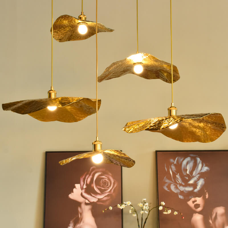 Pendant Light for Dining Room | Golden Bronze Lotus Leaf Design | Lologe