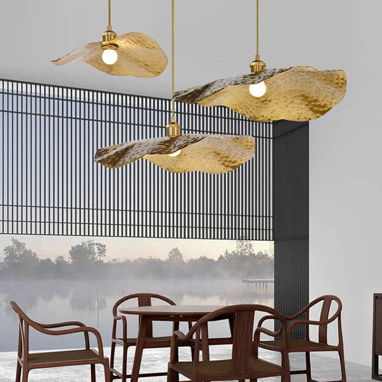 Pendant Light for Dining Room | Golden Bronze Lotus Leaf Design | Lologe