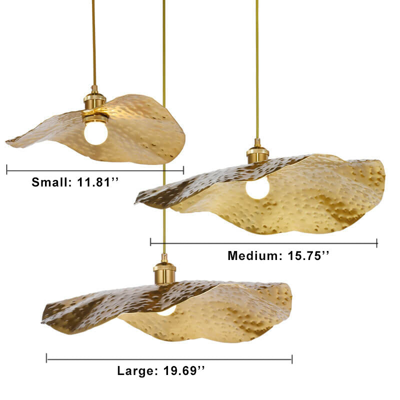 Pendant Light for Dining Room | Golden Bronze Lotus Leaf Design | Lologe