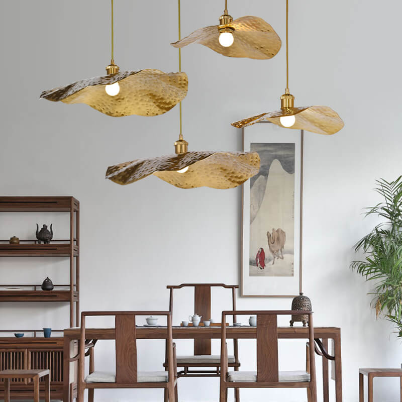 Pendant Light for Dining Room | Golden Bronze Lotus Leaf Design | Lologe