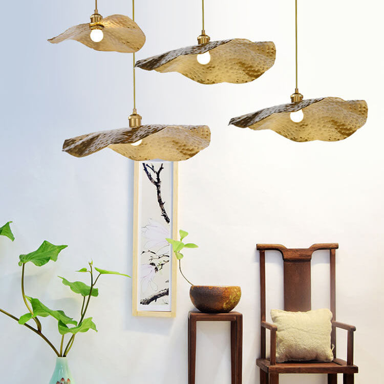 Pendant Light for Dining Room | Golden Bronze Lotus Leaf Design | Lologe