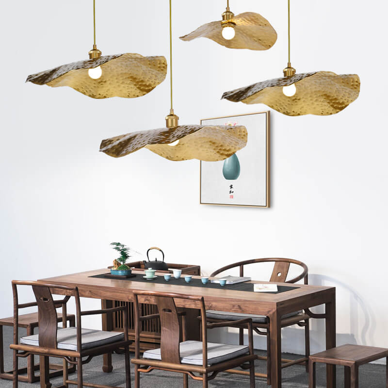 Pendant Light for Dining Room | Golden Bronze Lotus Leaf Design | Lologe