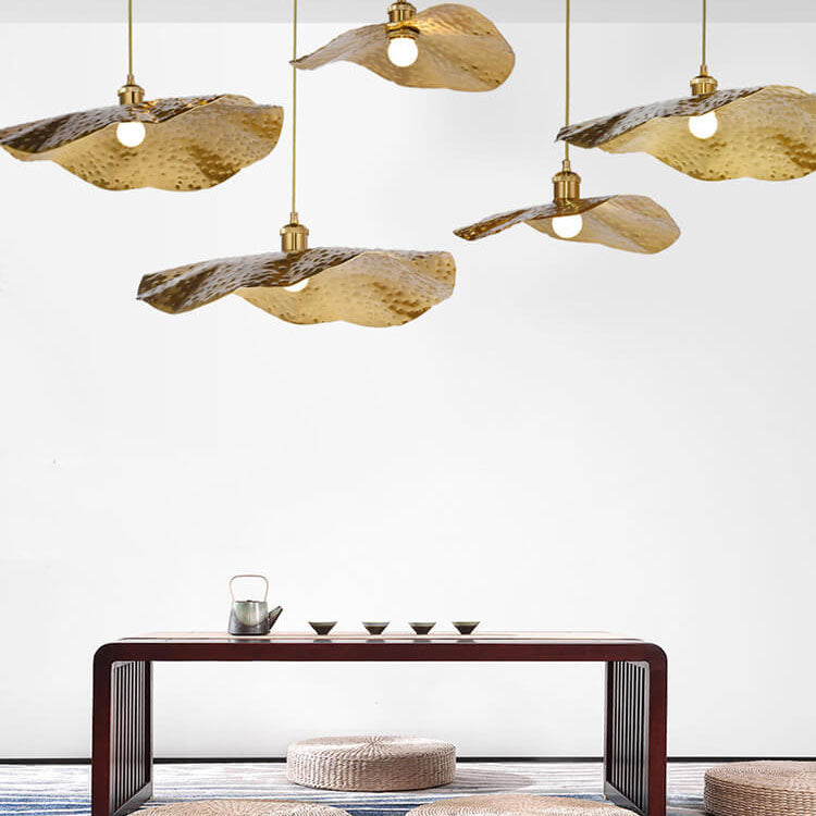 Pendant Light for Dining Room | Golden Bronze Lotus Leaf Design | Lologe