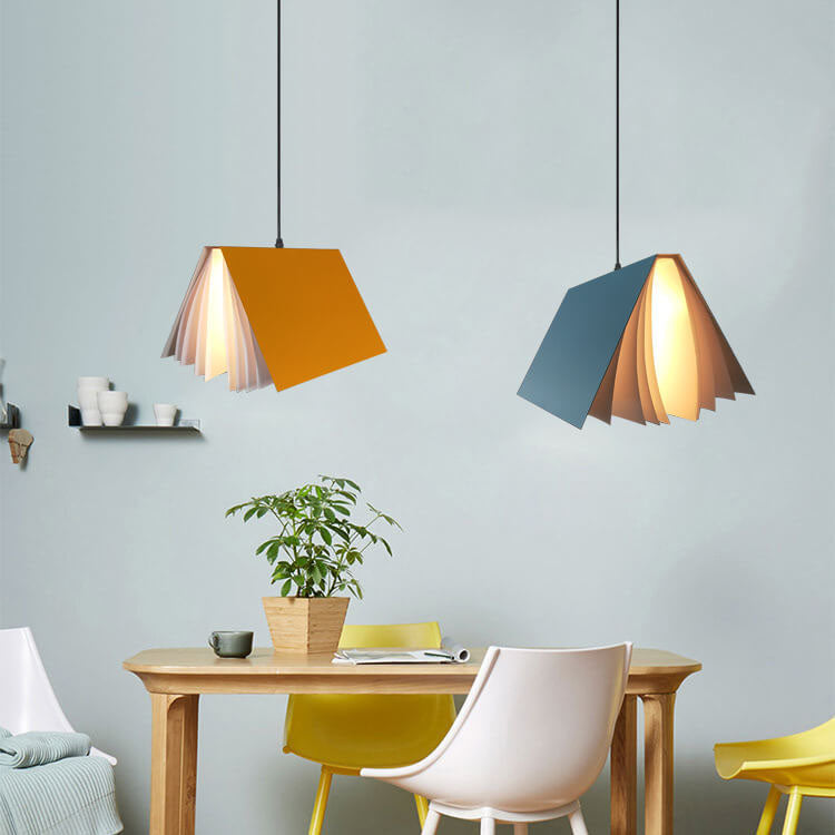 Modern Book Shade Pendant Light | Bedroom PVC Iron Hanging Lamp | Lologe