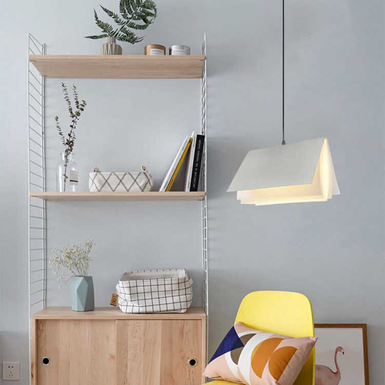 Modern Book Shade Pendant Light | Bedroom PVC Iron Hanging Lamp | Lologe