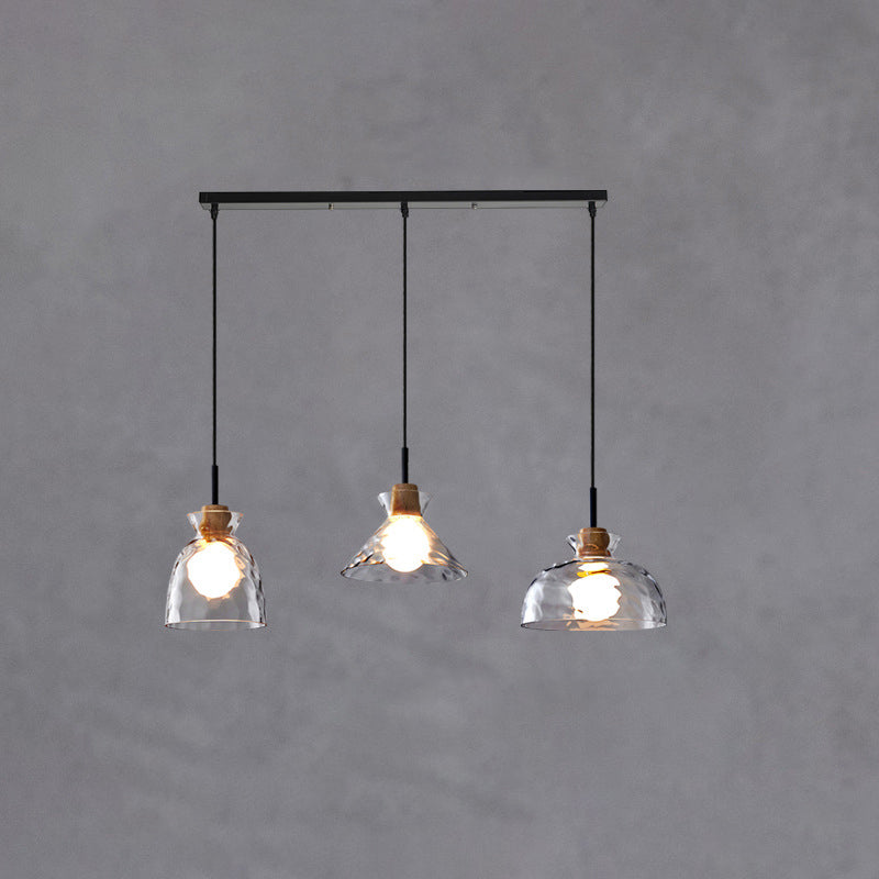 Pendant Light for Kitchen Island | Clear Rippled Glass Shade | 1-Light Nordic | Lologe