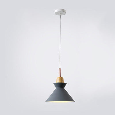 Nordic Pendant Light for Living Room | Oak Wood Iron Bell Dome Design | Lologe