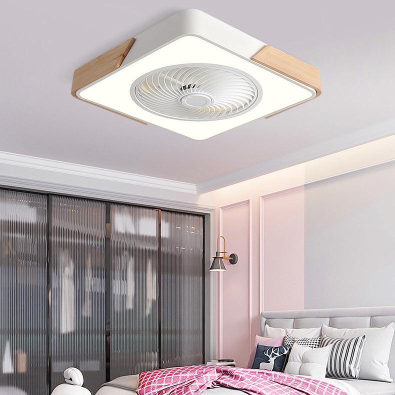 LED Flush Mount Ceiling Fan Light | Wood Nordic Style | Lologe