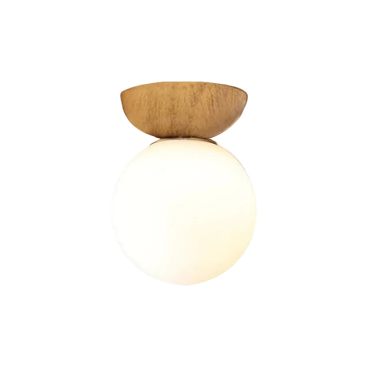 Glass Orb Pendant Light for Living Room | Iron Semi-Flush Mount Modern Minimalist | Lologe