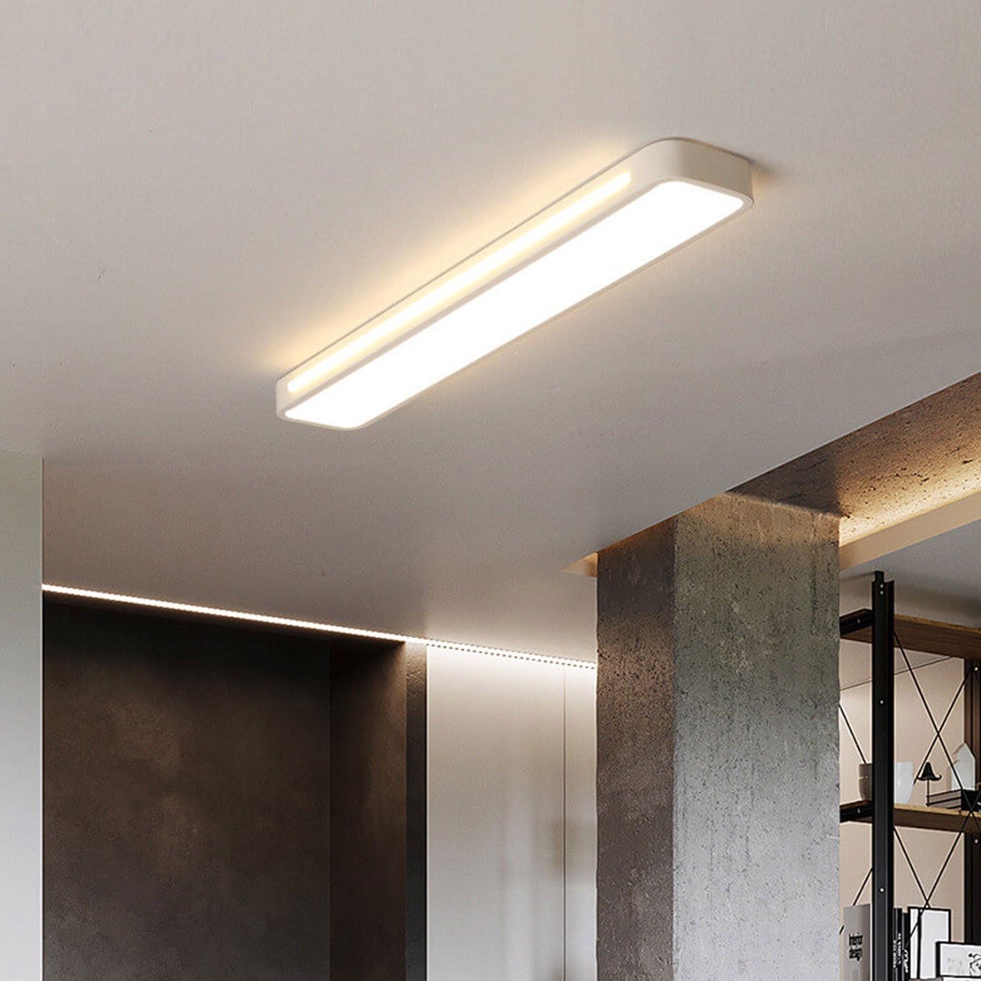 Nordic LED Flush Mount Ceiling Light | Minimalist Long Design | Modern Indoor Lighting | Lologe