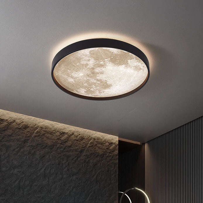 LED Flush Mount Ceiling Light | Bedroom | Moon Design | 3 Colour Modes | Lologe