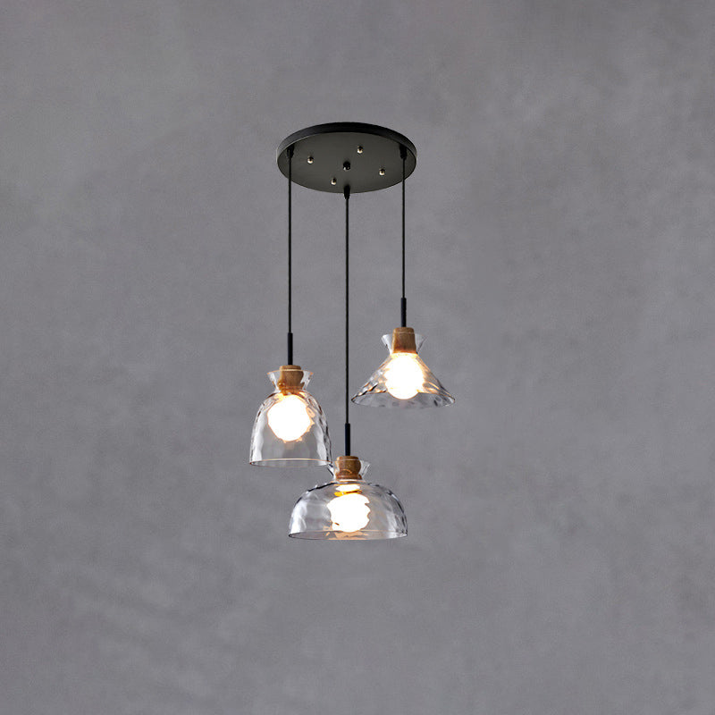 Pendant Light for Kitchen Island | Clear Rippled Glass Shade | 1-Light Nordic | Lologe