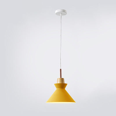 Nordic Pendant Light for Living Room | Oak Wood Iron Bell Dome Design | Lologe