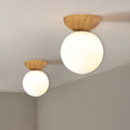 Glass Orb Pendant Light for Living Room | Iron Semi-Flush Mount Modern Minimalist | Lologe