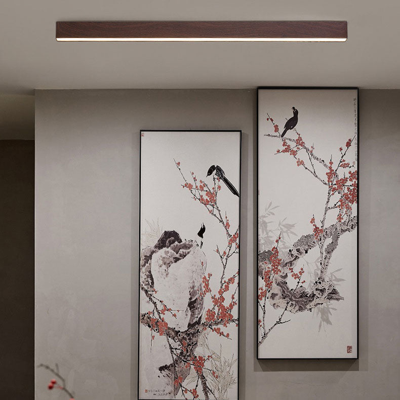 Modern LED Flush Mount Ceiling Light | Wood Grain Aluminium Strips | Minimalist | Lologe