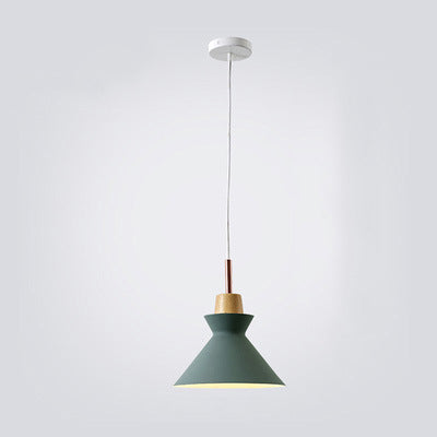 Nordic Pendant Light for Living Room | Oak Wood Iron Bell Dome Design | Lologe
