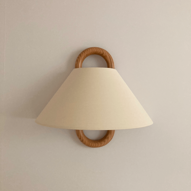 Wood Wall Sconce for Bedroom | Pleated Semi-Circle Shade Modern Lighting | Lologe