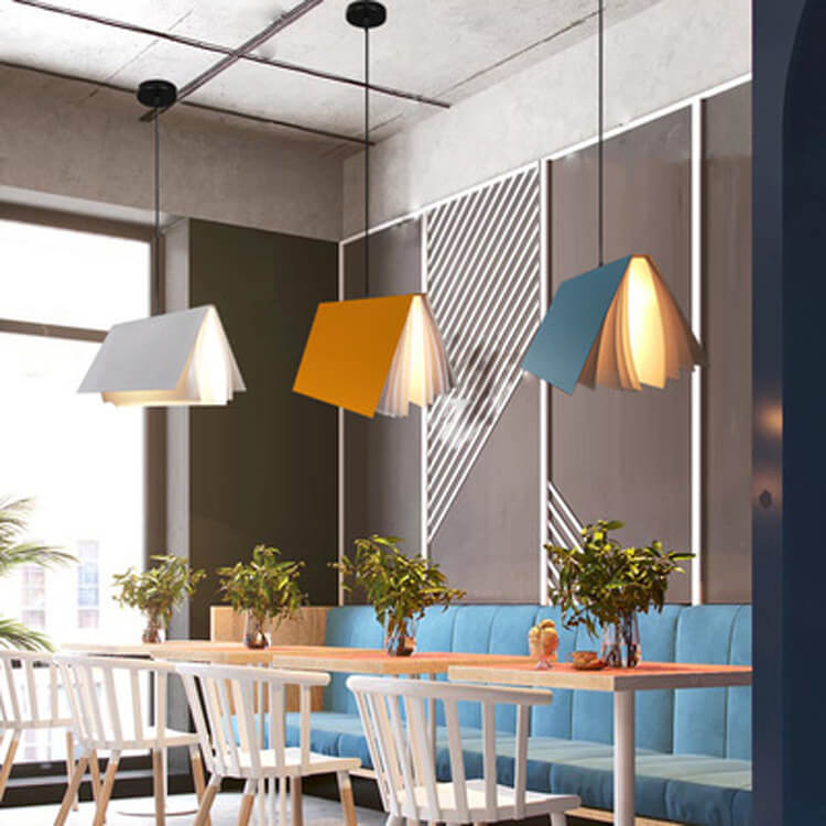Modern Book Shade Pendant Light | Bedroom PVC Iron Hanging Lamp | Lologe