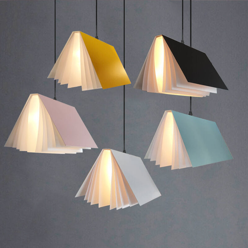 Modern Book Shade Pendant Light | Bedroom PVC Iron Hanging Lamp | Lologe