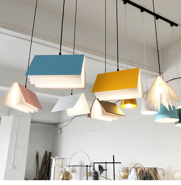 Modern Book Shade Pendant Light | Bedroom PVC Iron Hanging Lamp | Lologe