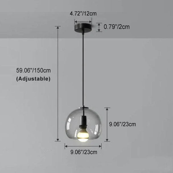 Smoke Grey Glass Dome Pendant Light | Hand-Blown Modern Ceiling Lighting | Lologe