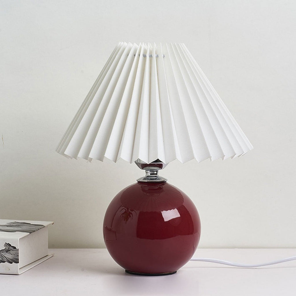 Table Lamp Bedroom Ceramic Pleated Shade | Minimalist Design | Lologe
