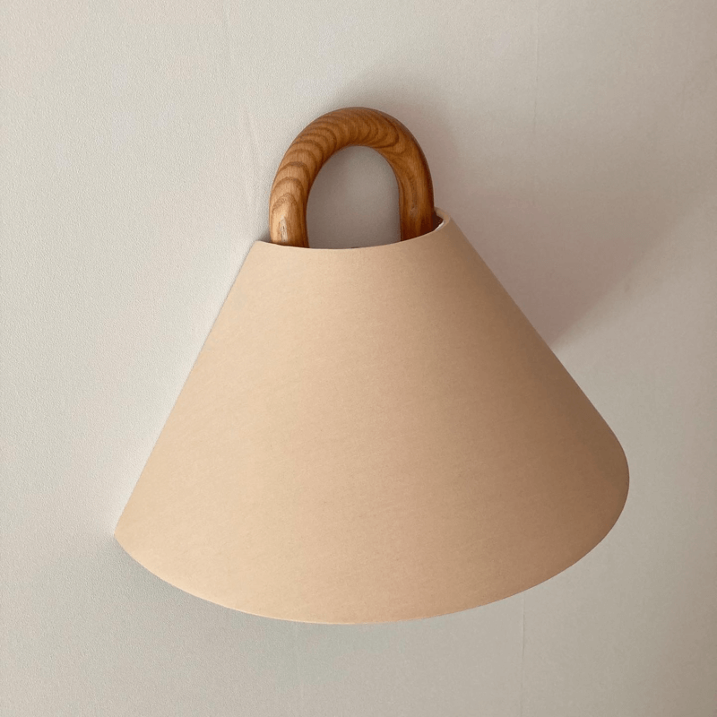Wood Wall Sconce for Bedroom | Pleated Semi-Circle Shade Modern Lighting | Lologe