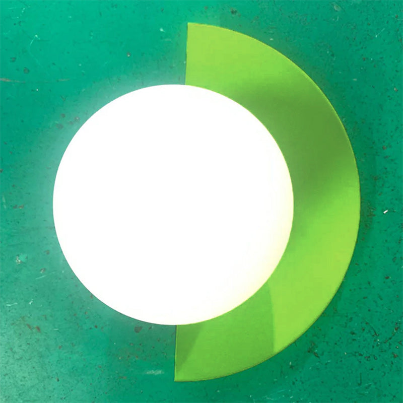 Modern Glass Globe Wall Sconce | Colourful Semi-Circle Design Iron Fixture | Lologe