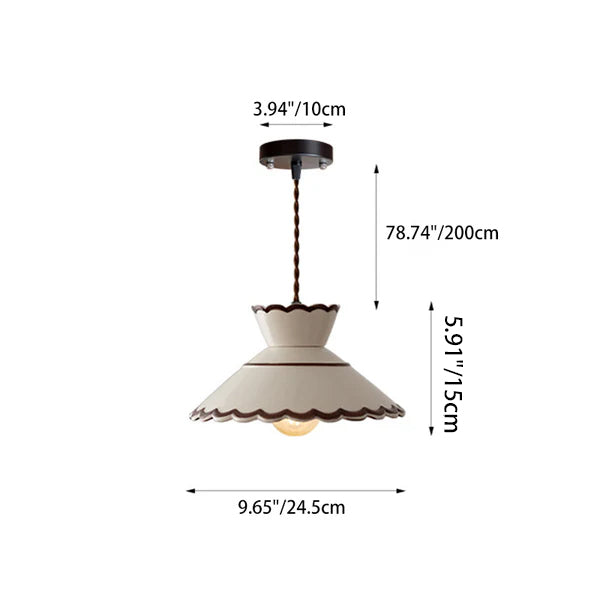 French Ceramic Iron Cone Pendant Light | Bedroom Living Room | Lologe