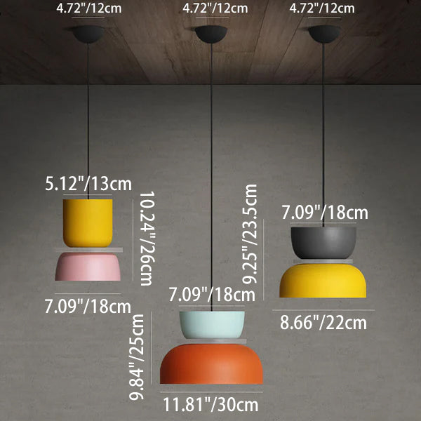 LED Pendant Light for Kitchen Island | Modern Metal Colourful Macaron Shade | Lologe