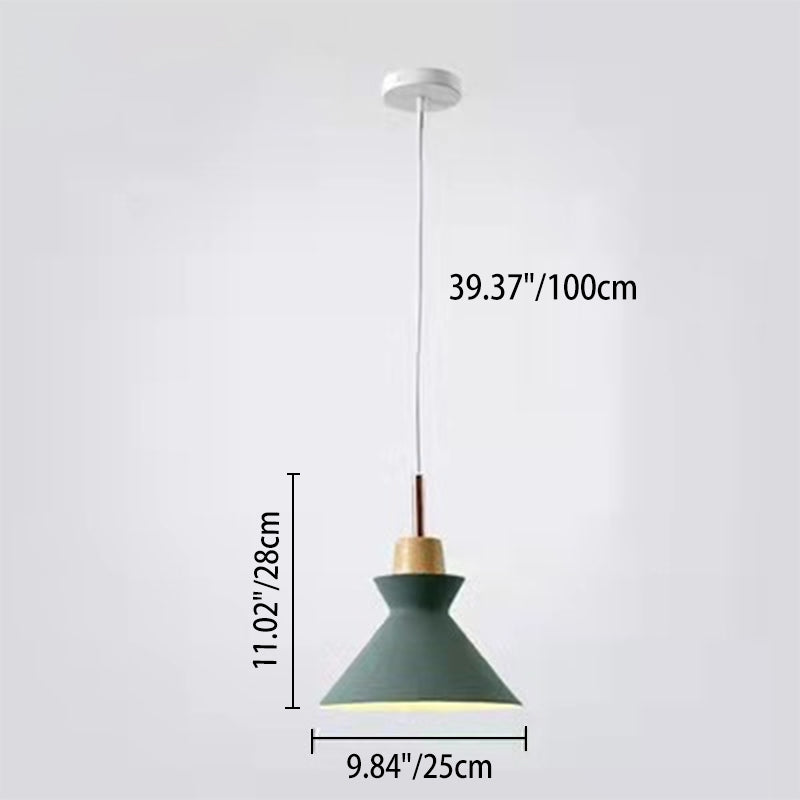Nordic Pendant Light for Living Room | Oak Wood Iron Bell Dome Design | Lologe