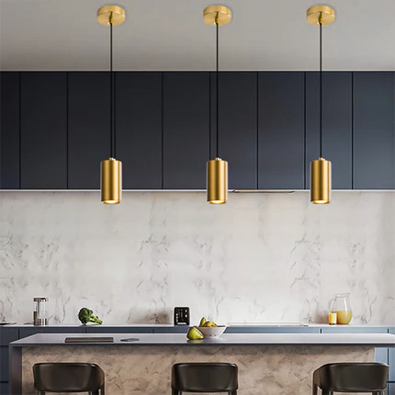 Pendant Light Dining Room | Iron Minimalist Column Design Black Gold Finish | Lologe